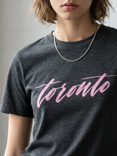 Toronto T-Shirt, Charcoal and Pink