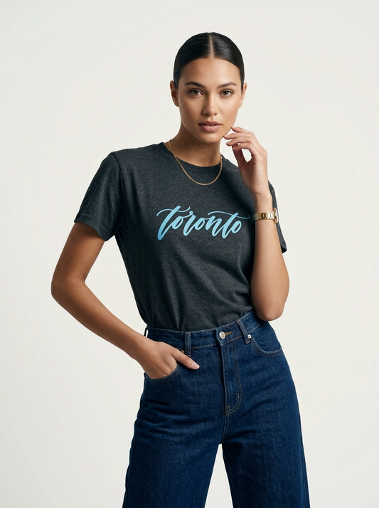 Toronto T-Shirt, Charcoal and Blue