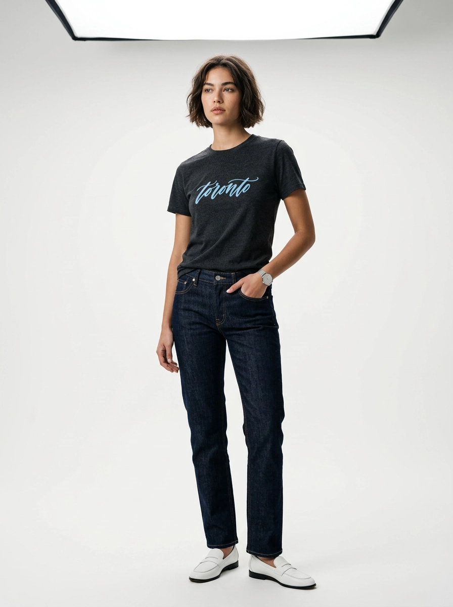 Toronto T-Shirt, Charcoal and Blue