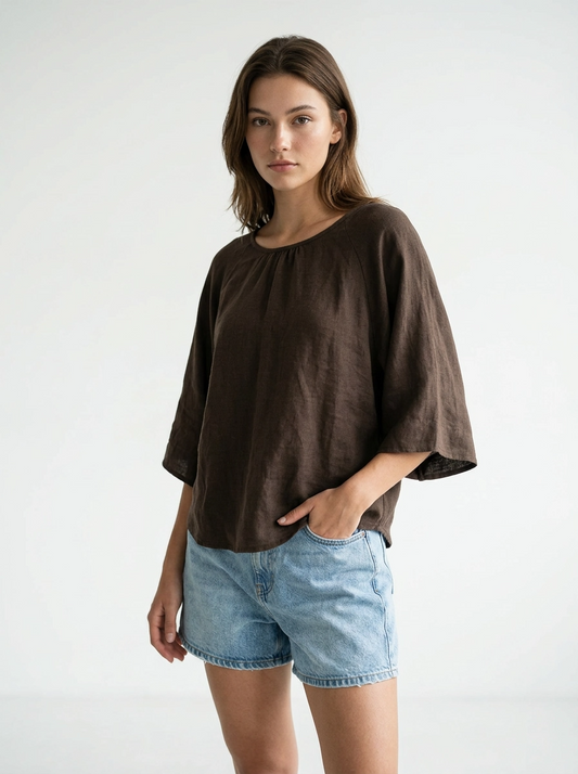 Brown Linen Top