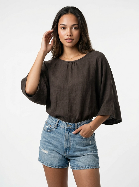 Brown Linen Top
